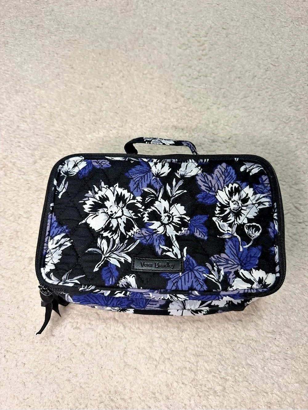 Vera Bradley Midnight Blues Quilted Travel Cosmetic Toiletry Bag Organizer